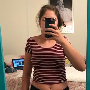 Forever 21 maroon stripe crop top